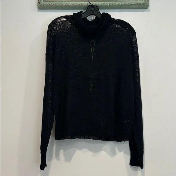 Dolls Kill Darker WAVS Black Long Sleeve Top open knit cowl neck top xl new - Picture 3 of 7